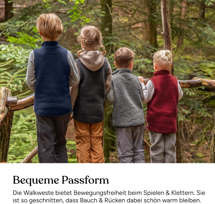 Ehrenkind ® Walkweste für Kinder aus Bio-Schurwolle | Kinderweste Gr. 74/80 | Weste Kinder in Anthra