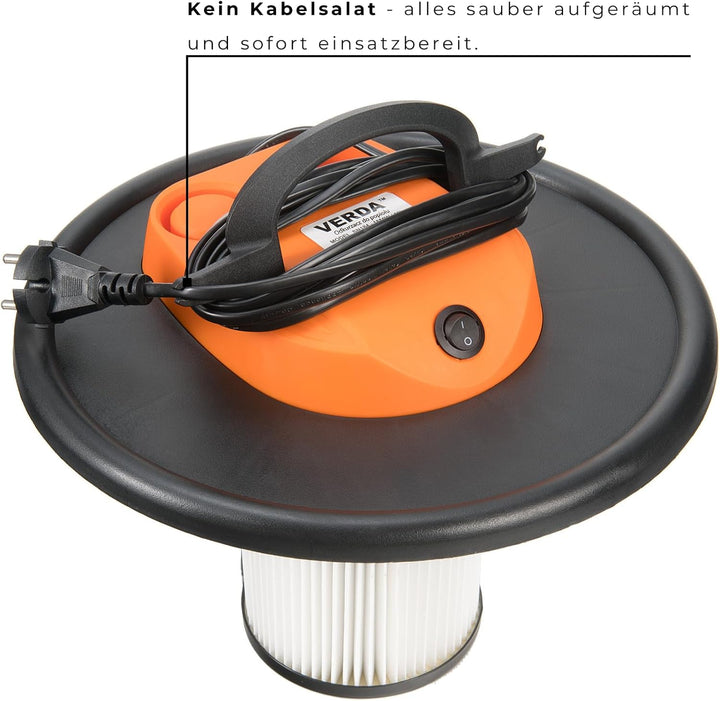 Aschesauger 20L Kaminsauger 1650 Watt DUAL Filter System mit 4 Rollen