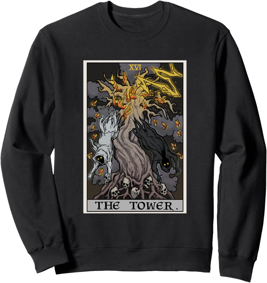 The Tower Tarotkarte Halloween Baum des Lebens Gothic Horror Sweatshirt