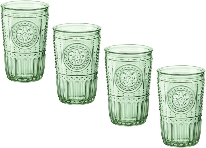 Bormioli Rocco 090802 Romantic Becher, Glas, Grün, 34 cl, 4 Stück, Grün