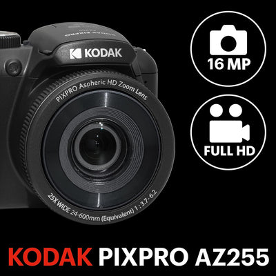 KODAK PIXPRO Astro Zoom AZ255-BK 16MP Digitalkamera mit 25-fachem optischen Zoom, 24 mm Weitwinkel,