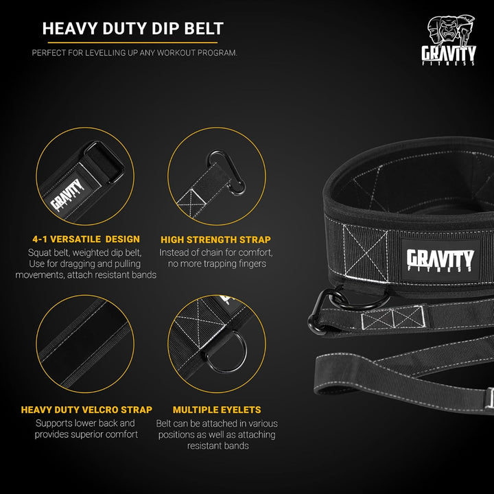 Gravity Fitness Advanced Dip Belt 4 in 1 Heavy Duty Workout Belt
