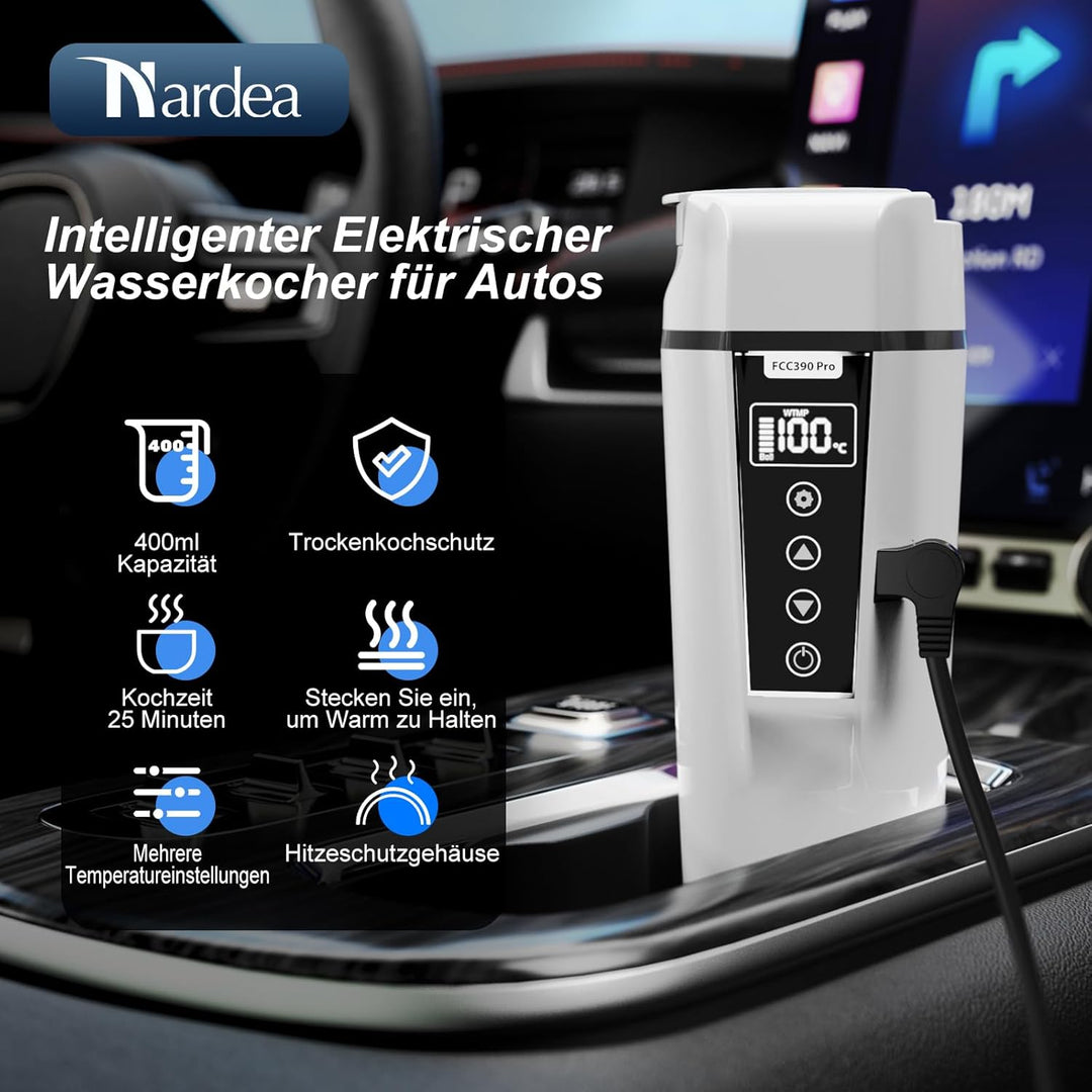 Reise-Wasserkocher 24/12 V, tragbarer elektrischer mit einstellbarer Temperatur für Wasser, Tee, Kaf