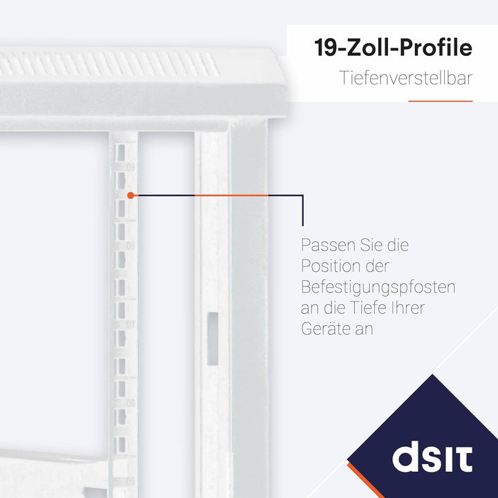 9HE Netzwerkschrank (Serverschrank) 19 Zoll wendbares Wandgehäuse mit Glastür - Weiss (BxTxH) 600 x
