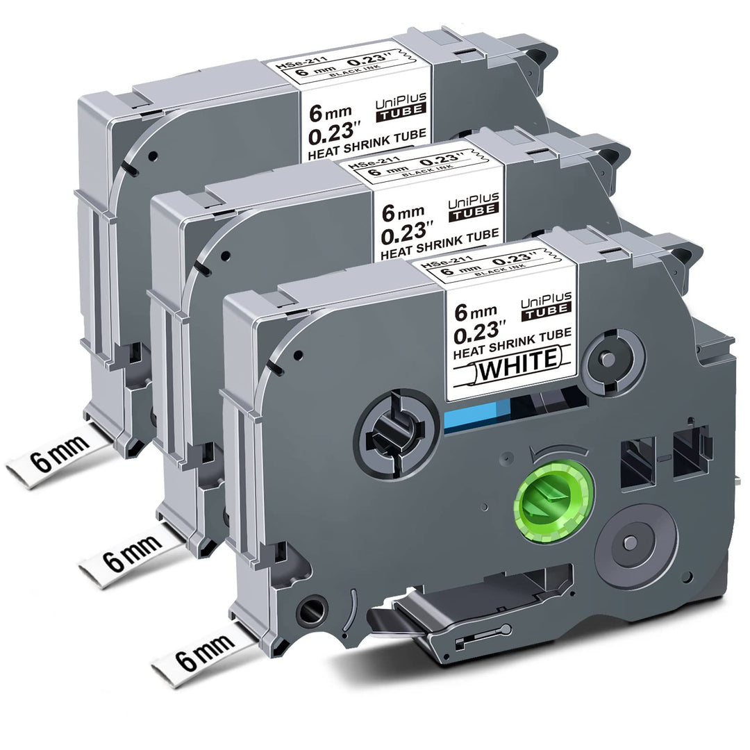 UniPlus 3x Kompatibel 5,8mm Schrumpfschlauch-Etikettenband für Brother HSe-211 HSe211 HSc211 für PT-