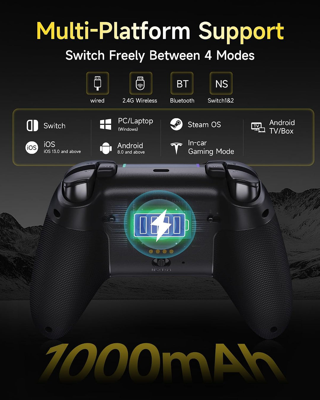 EasySMX X05Pro PC Controller mit Ladestation, 1000mAh, Hall Joysticks, 1000Hz, leise Tasten, 2 Rueck