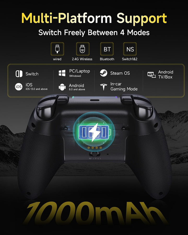 EasySMX X05Pro PC Controller mit Ladestation, 1000mAh, Hall Joysticks, 1000Hz, leise Tasten, 2 Rueck