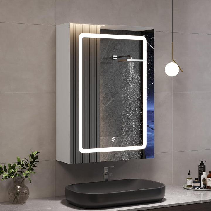 DICTAC Spiegelschrank Bad mit Led Beleuchtung 50x16x70cm Einzeltür Badezimmer spiegelschrank mit lic
