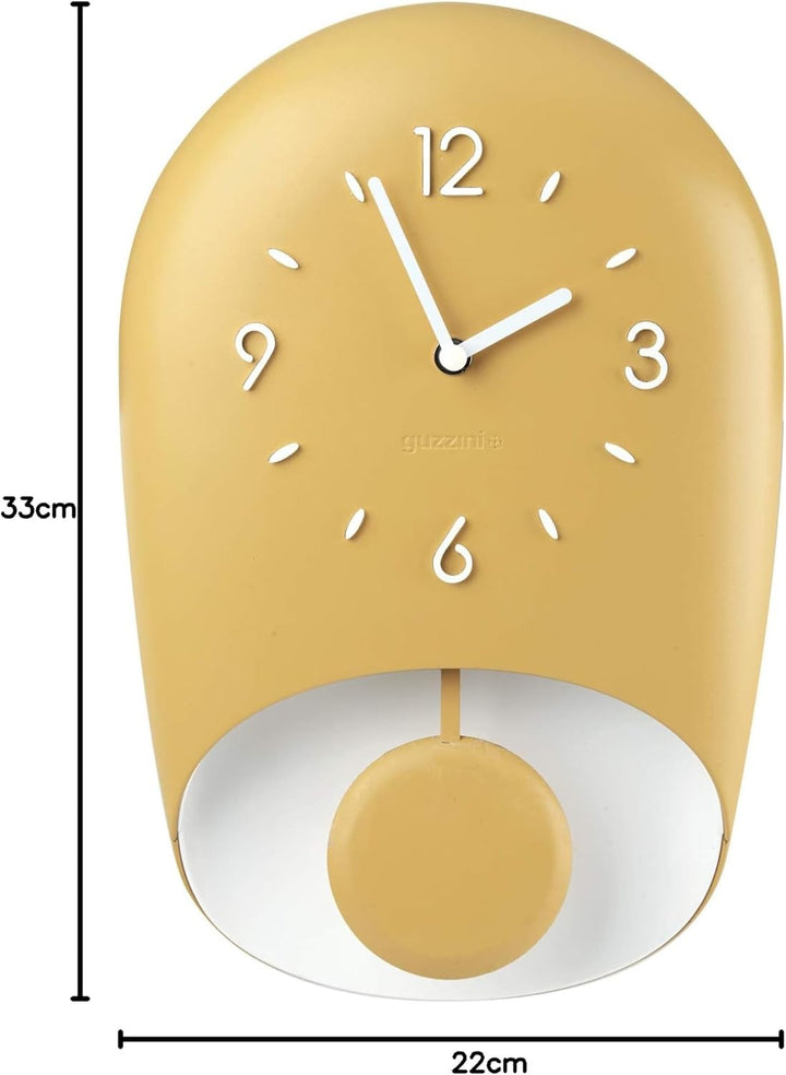Guzzini - Home, BELL Wanduhr mit Pendel, Pendeluhr - Senfgelb, 22x8xh 33 cm - 168604206 One Size Gel