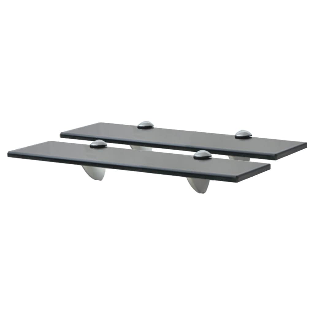 FIRBNUS 2 Stück 40x10x0,8 cm Wandregal Glas Schwarz Bad Regal Ablagen Schwebende Regale Regal Glas S