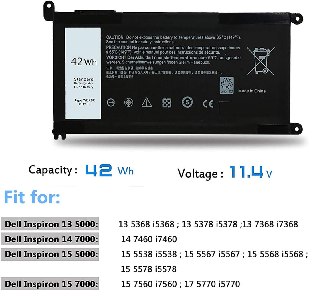 WDX0R Akku für Dell Inspiron 13-5000 13-7000 15-5000 15-7000 17-5000 P32E Series 17 5765/13 5368 537