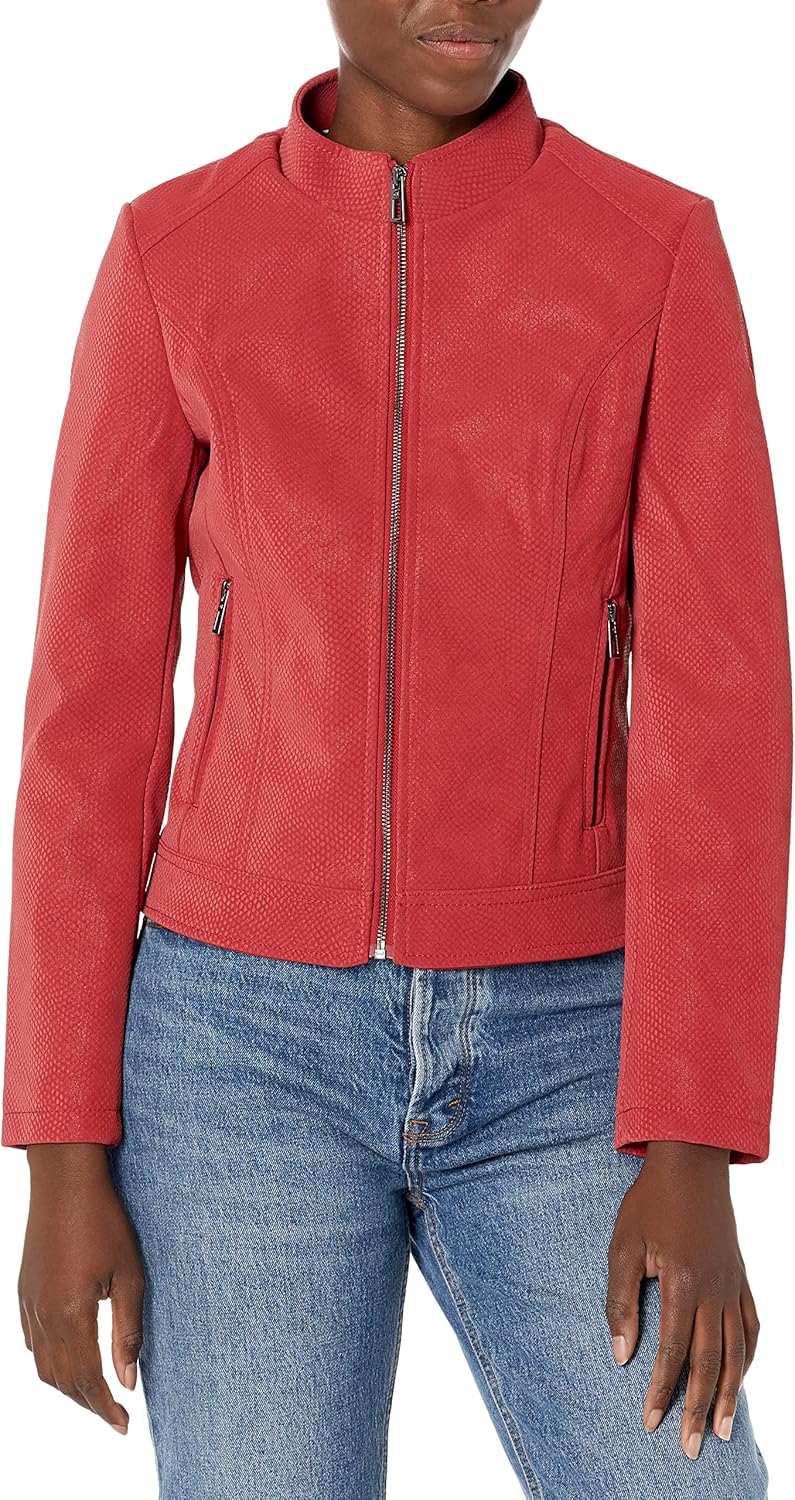 Desigual Damen PU Coat XS Rot, XS Rot