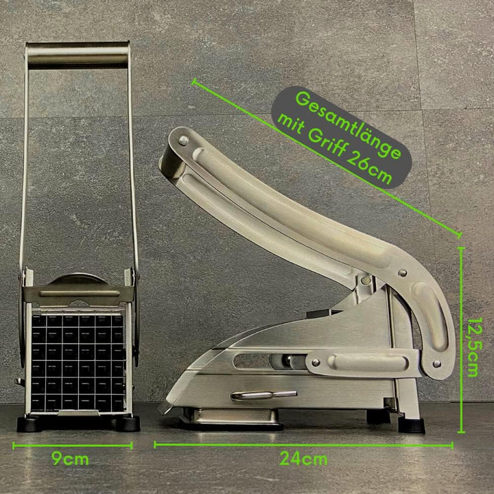 Topcroft ® Pommesschneider Edelstahl I 2 Schneidegrössen für individuelle Pommesdicke I Rutschfester