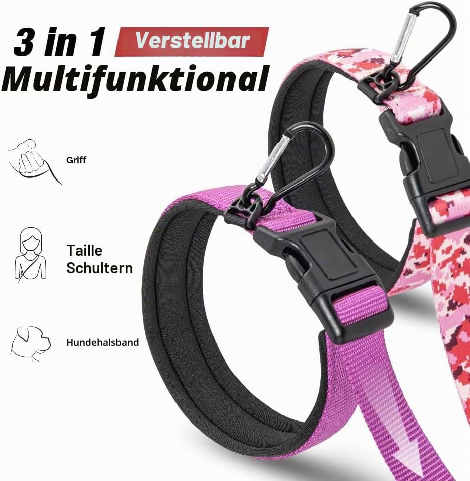 TSPRO Freihandleine Hund für Mittel bis Grosse Hunde, Verstellbar und Dauerhaft, mit Weichem Gepolst
