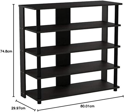 Furinno Breites Schuhregal 5 Ablageflächen, holz, Espresso, 29.97 x 80 x 74.8 cm 5-Tier Wide Espress