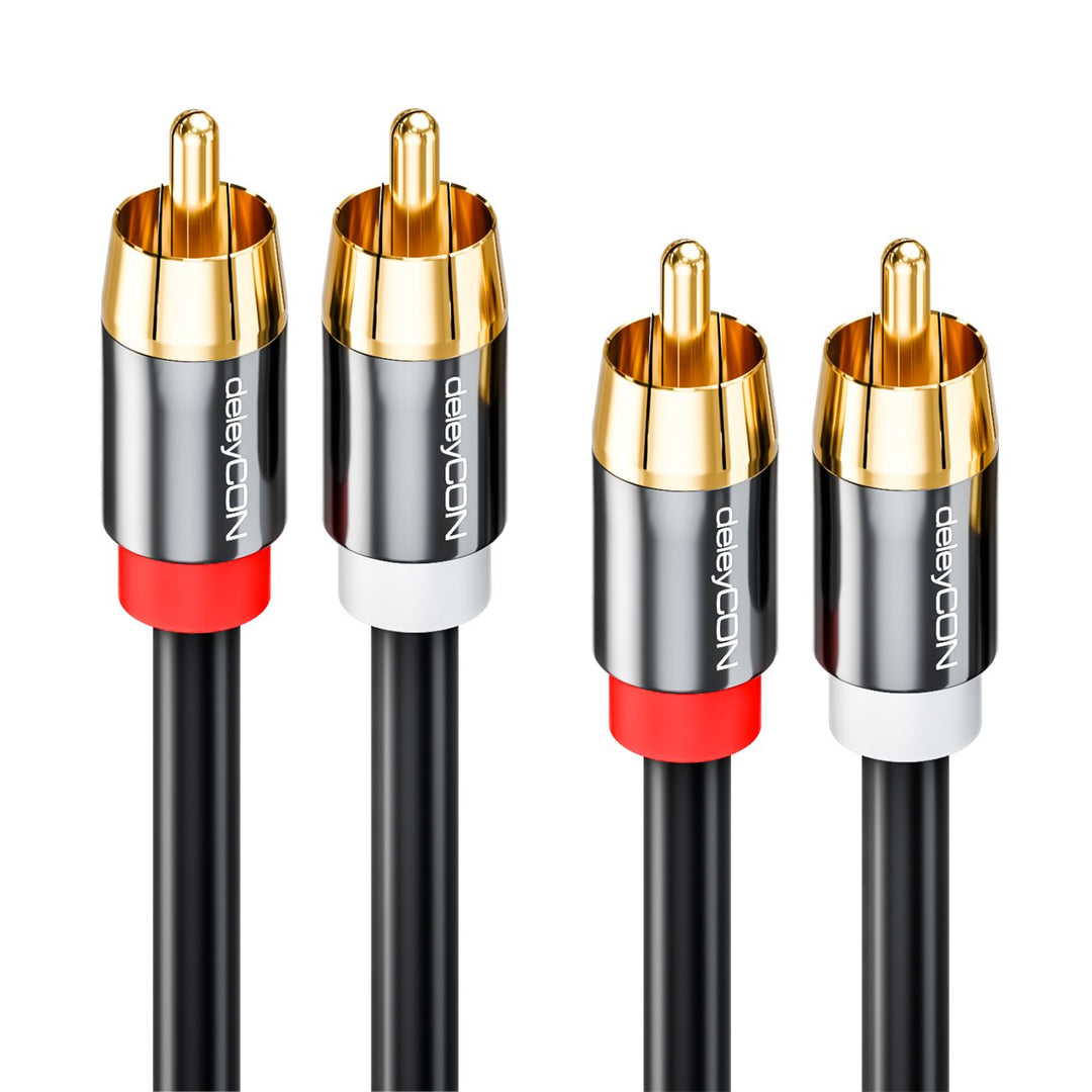 deleyCON 15m Cinch Kabel Stereo Audio Cinch RCA Kabel 2x Cinch Stecker zu 2x Cinch Stecker HiFi-Anla