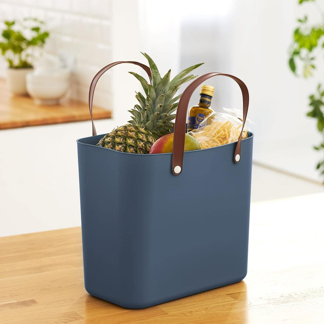 Rotho Albula 2er-Set Einkaufskorb, Kunststoff (PP recycelt), blau, 2 x 25l, (40 x 23,5 x 34 cm), 2,