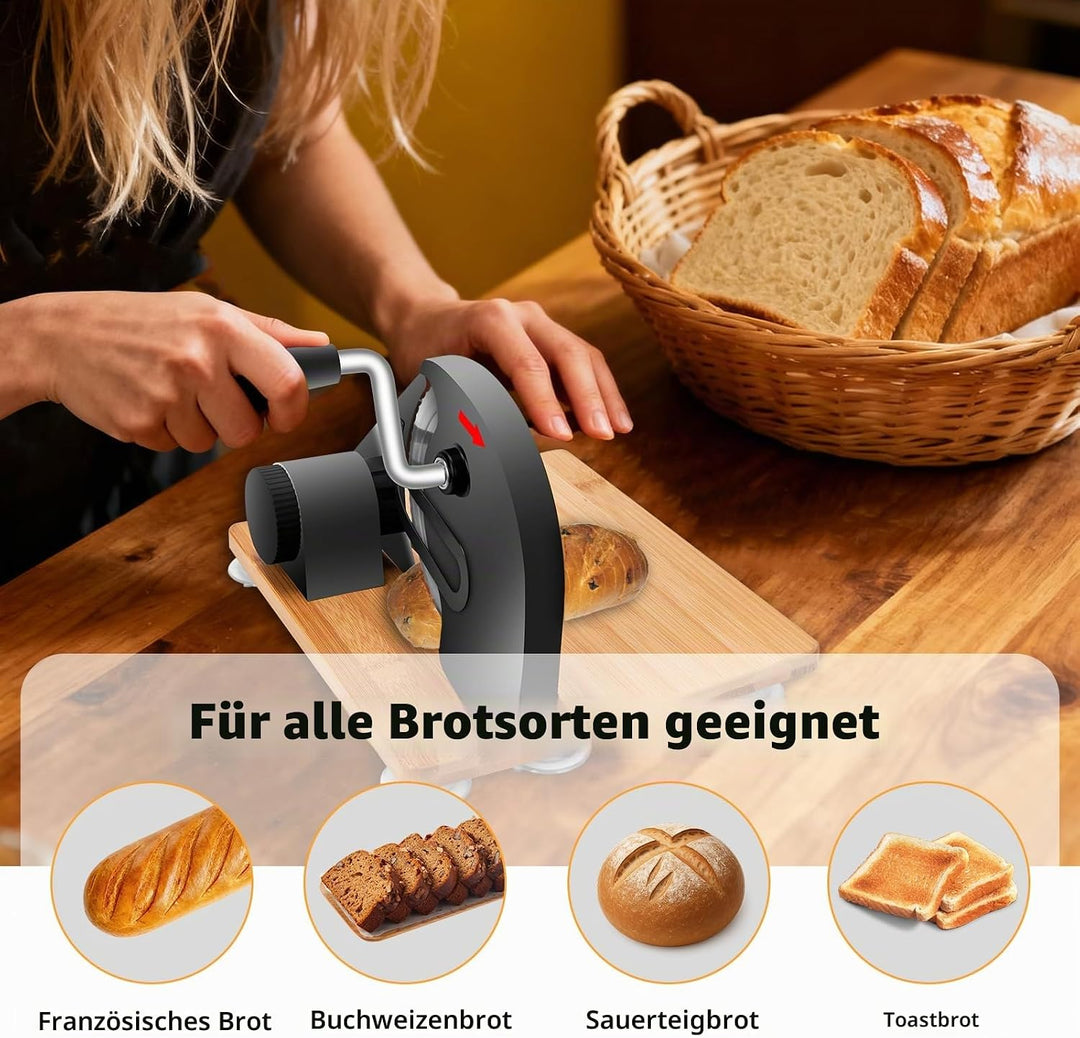 Brotschneidemaschine manuell, Edelstahl 304 Allesschneider Mit Skala &amp; Saugnäpfen, Einstellbare Dick