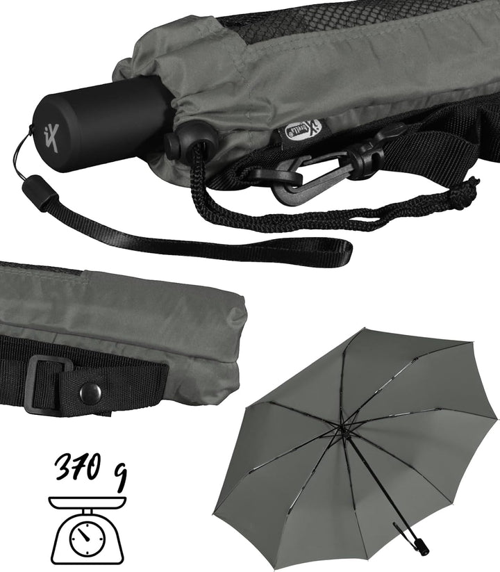 iX-brella Trekking XL Taschenschirm 115 cm gross mit Umhängetasche grey, grey