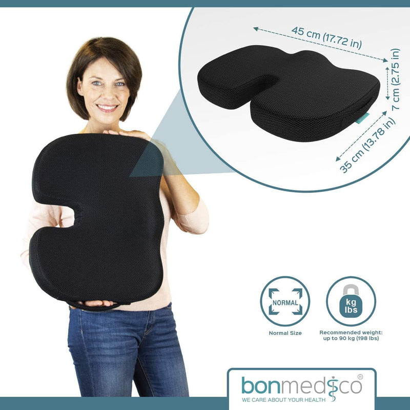 bonmedico Sitzkissen orthopädisch - Memory Foam Gel Steissbeinkissen - Ergonomisches Sitzkissen für