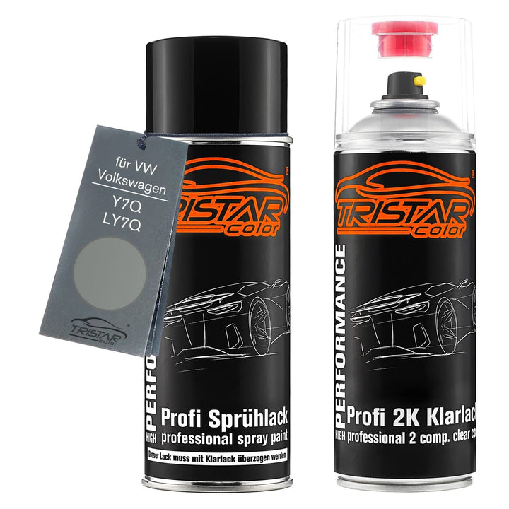 Autolack 2K Spraydosen Set für VW/Volkswagen Y7Q / LY7Q Atlasgrau Metallic Basislack 2 Komponenten K