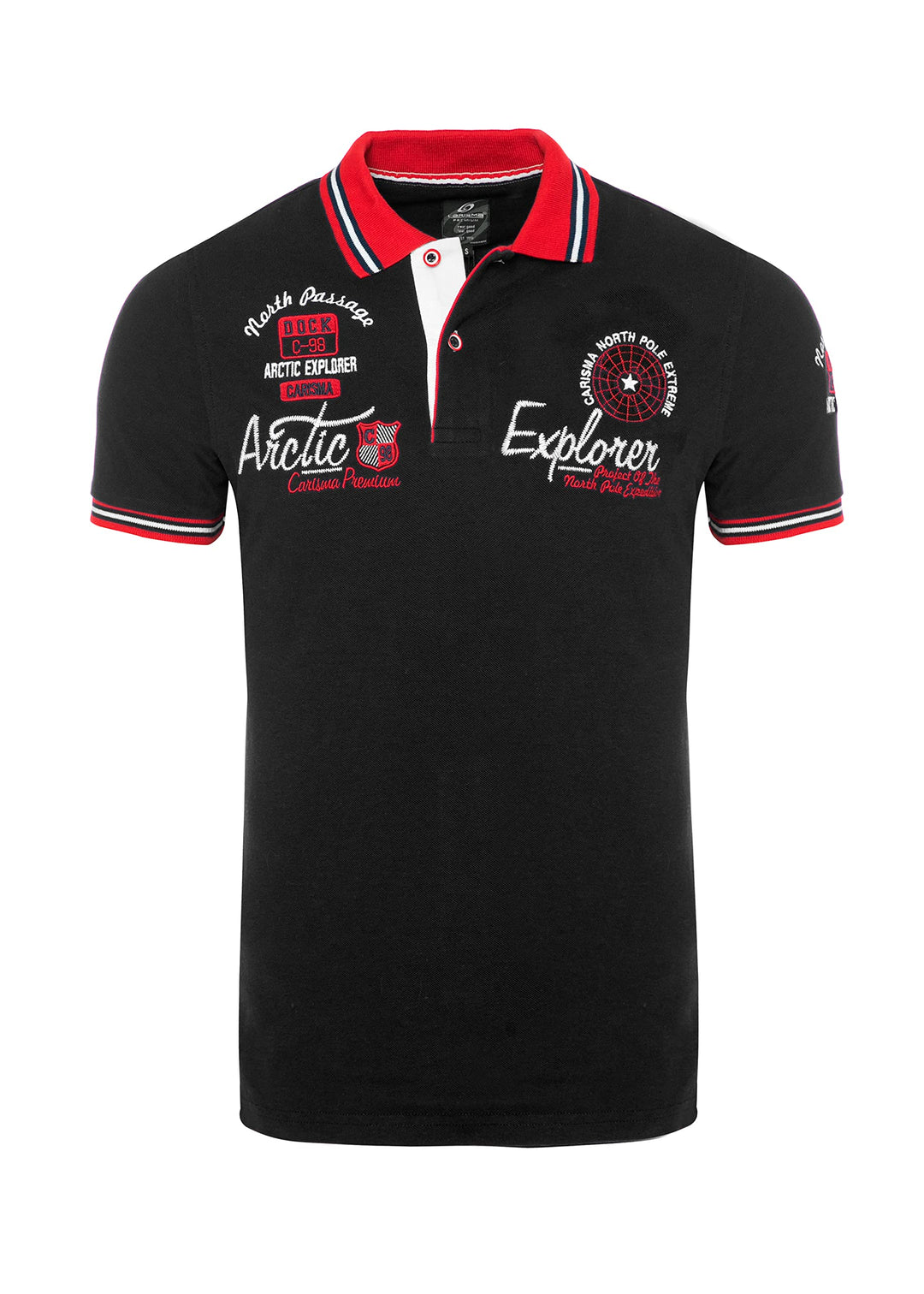 Carisma Casual Herren Poloshirt Kurzarm T-Shirt Regular Fit mit Hochwertigen Stickerei 4634 S Schwar