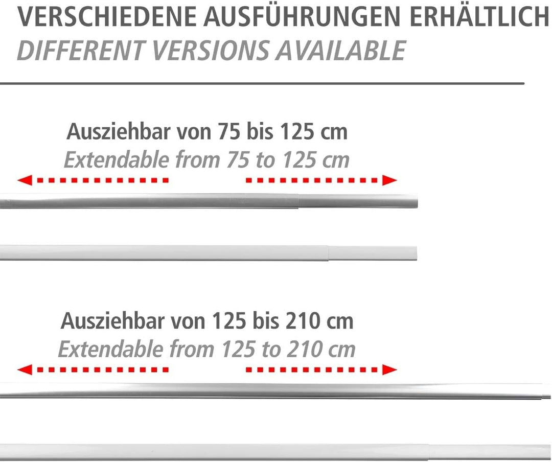 WENKO Teleskop-Duschvorhangschiene Era Weiss, ausziehbare Vorhangschiene aus rostfreiem Aluminium, z