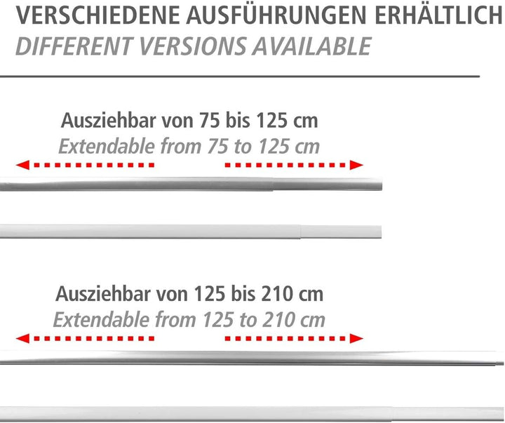 WENKO Teleskop-Duschvorhangschiene Era Weiss, ausziehbare Vorhangschiene aus rostfreiem Aluminium, z