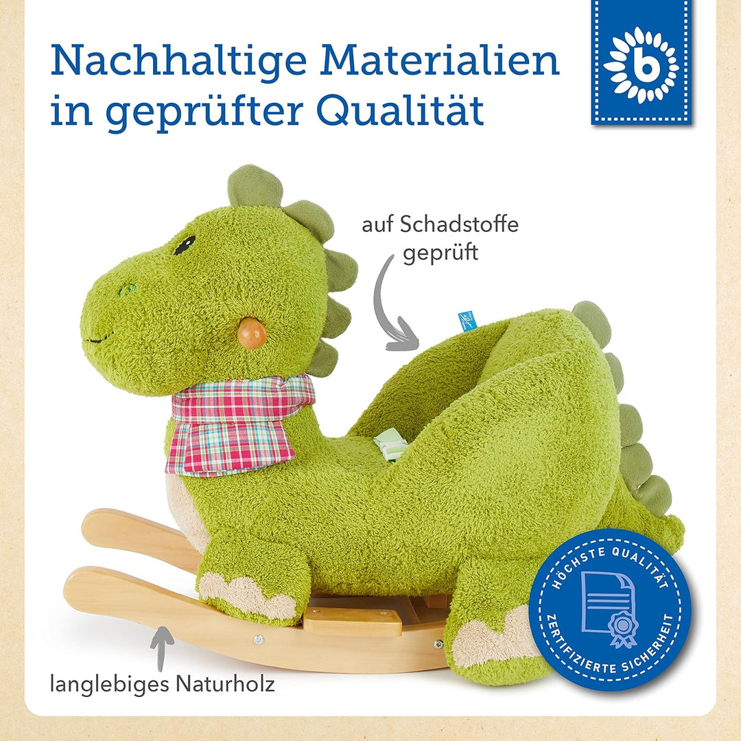 Bieco Plüsch Schaukeltier Dino | Kinder Schaukelstuhl mit Sicherheitsgurt | Baby Schaukel | Schaukel