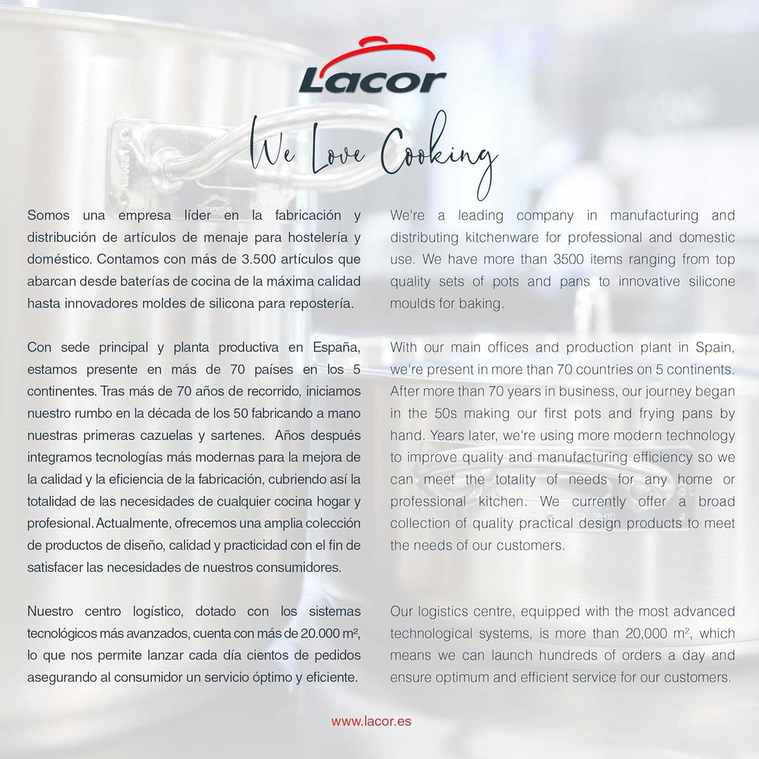 Lacor 50040 Bratentopf mit Deckel 40 cm Silber