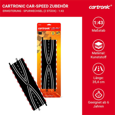 Cartronic Car-Speed Spurwechsel (2 Stück), Massstab 1:43, Länge jeweils 35,4 cm - Zubehör für Cartro