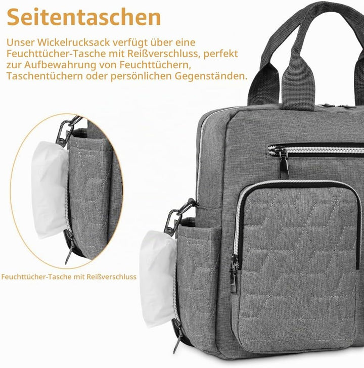 Wickeltasche Tote Baby, Wickeltasche Grosse Babytaschen mit isolierten Taschen und Trocken-/Nass-Tre
