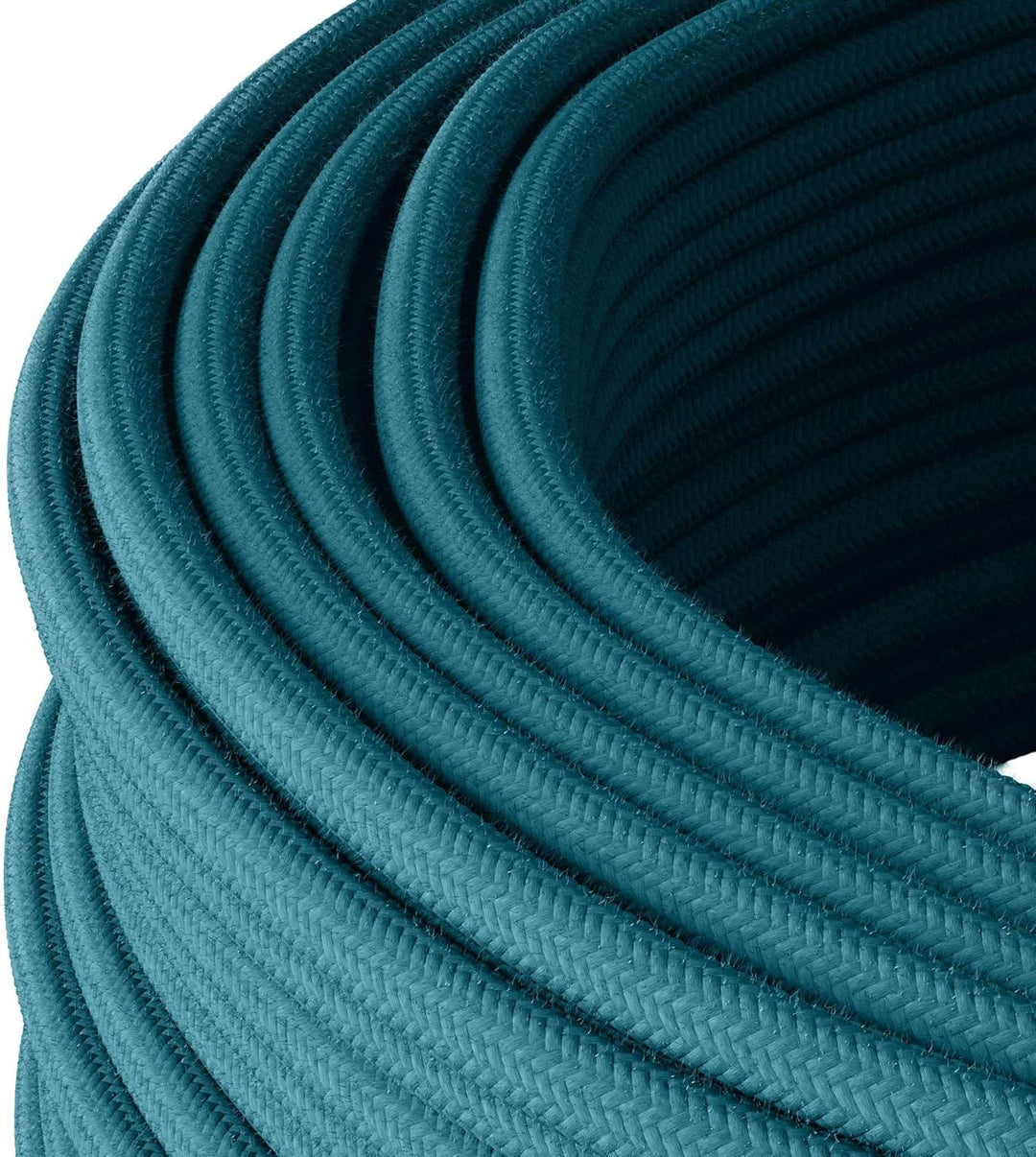 Textilkabel für Aufputz-Elektroinstallation, Rundkabel, dreiadrig (3×1.5mm²), Petrol - Meterware je