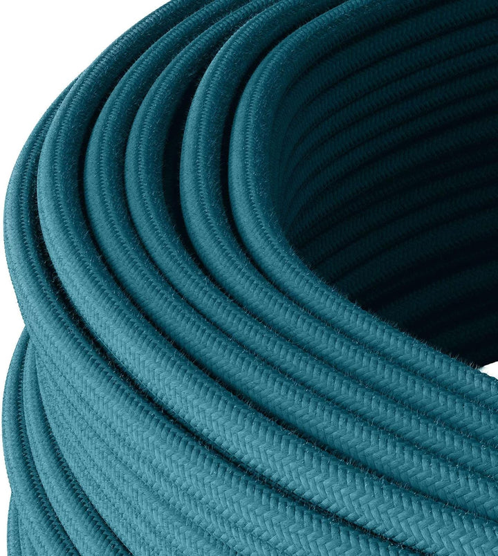 Textilkabel für Aufputz-Elektroinstallation, Rundkabel, dreiadrig (3×1.5mm²), Petrol - 50 Meter 50 M