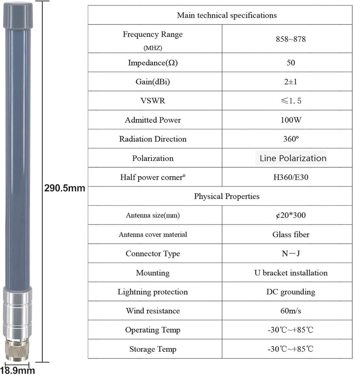 YILIANDUO 868MHz Lora Antenne 3DBI Fiberglas N-Type Stecker Antenne FRP Antenne mit Magnetischer Bas