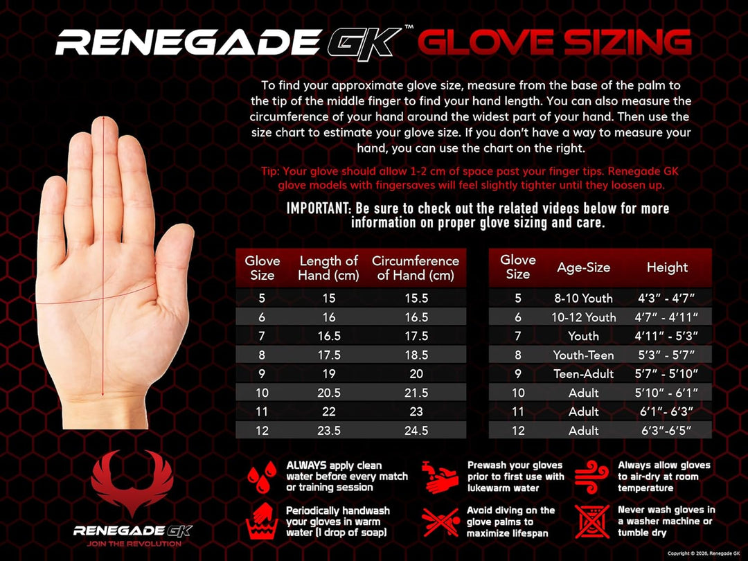 Renegade GK Limitierte Auflage Rogue-Torwarthandschuhe Fingerschutz (Grössen 6-11, Level 4+) 4+3MM G