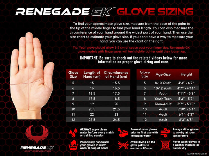 Renegade GK Limitierte Auflage Rogue-Torwarthandschuhe Fingerschutz (Grössen 6-11, Level 4+) 4+3MM G