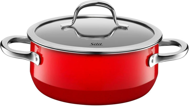 Silit Passion Red Topfset 4-teilig, Töpfe mit Glasdeckel, Silargan Funktionskeramik, Induktionstöpfe