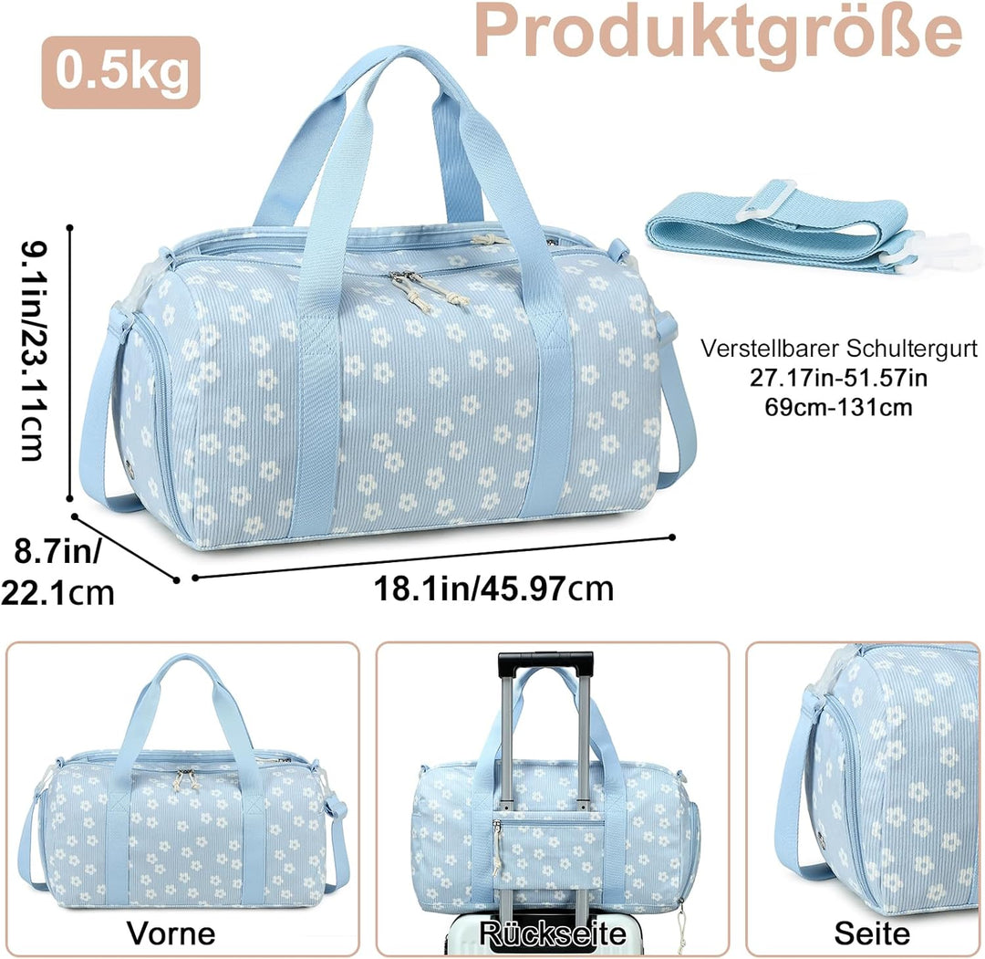 Sporttasche Kinder Schwimmtasche Jungen Damen mit Schuhfach und Nassfach Badetasche Teenager Kleine
