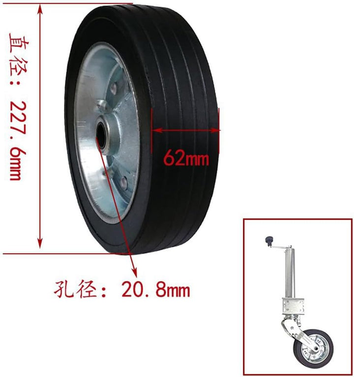 HEYOUTH Ersatzrad 228x60mm für Anhänger Stützrad | 300 kg Traglast | Ø 20mm Achsdurchmesser,Vollgumm
