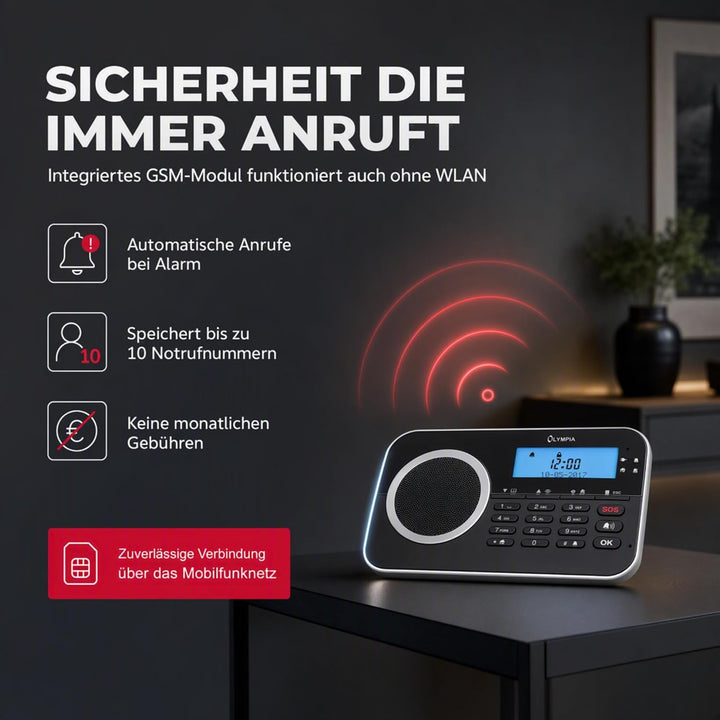 OLYMPIA Protect 9761 GSM Haus Alarm Alarmanlagen-Set mit 4 Tür-/Fensterkontakten 1 Bewegungselder un
