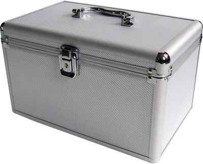 MediaRange Archivierungskoffer für 200 Discs, Aluminium-Optik, mit Einhängetaschen, silber, 18cm Sin