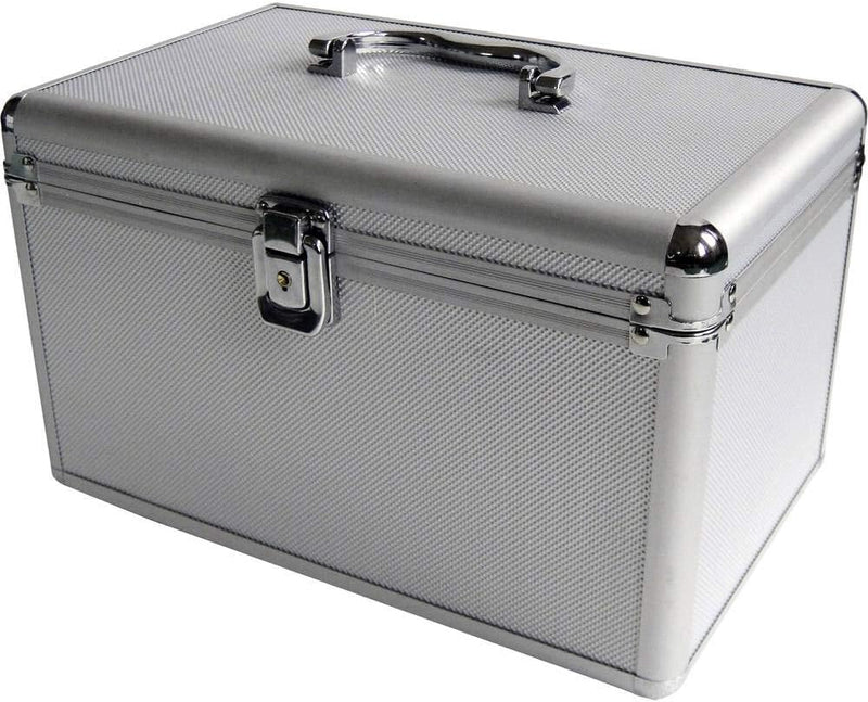 MediaRange Archivierungskoffer für 200 Discs, Aluminium-Optik, mit Einhängetaschen, silber, 18cm Sin