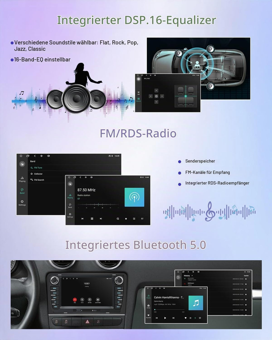 Autoradio Audi A3 8P S3 RS3, Wireless CarPlay Android Auto, USB-C, CANbus Audi A3 8P-Style B, Audi A