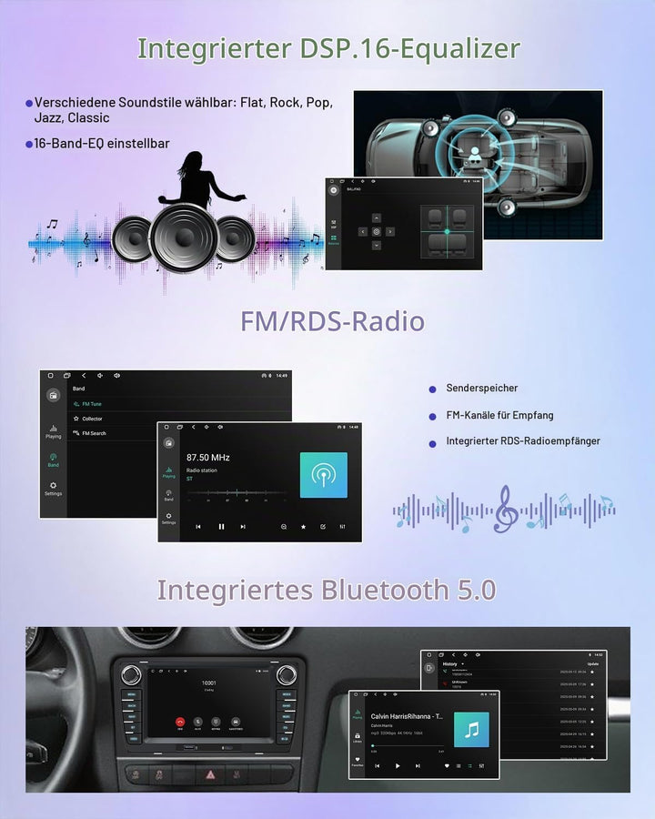 Autoradio Audi A3 8P S3 RS3, Wireless CarPlay Android Auto, USB-C, CANbus Audi A3 8P-Style B, Audi A