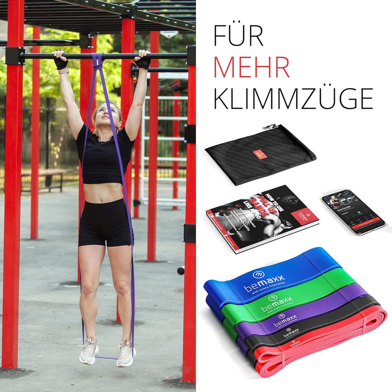 Fitnessband Pull Up Resistance Band, Klimmzughilfe + Trainings-eBook - DAS Klimmzug Widerstandsband