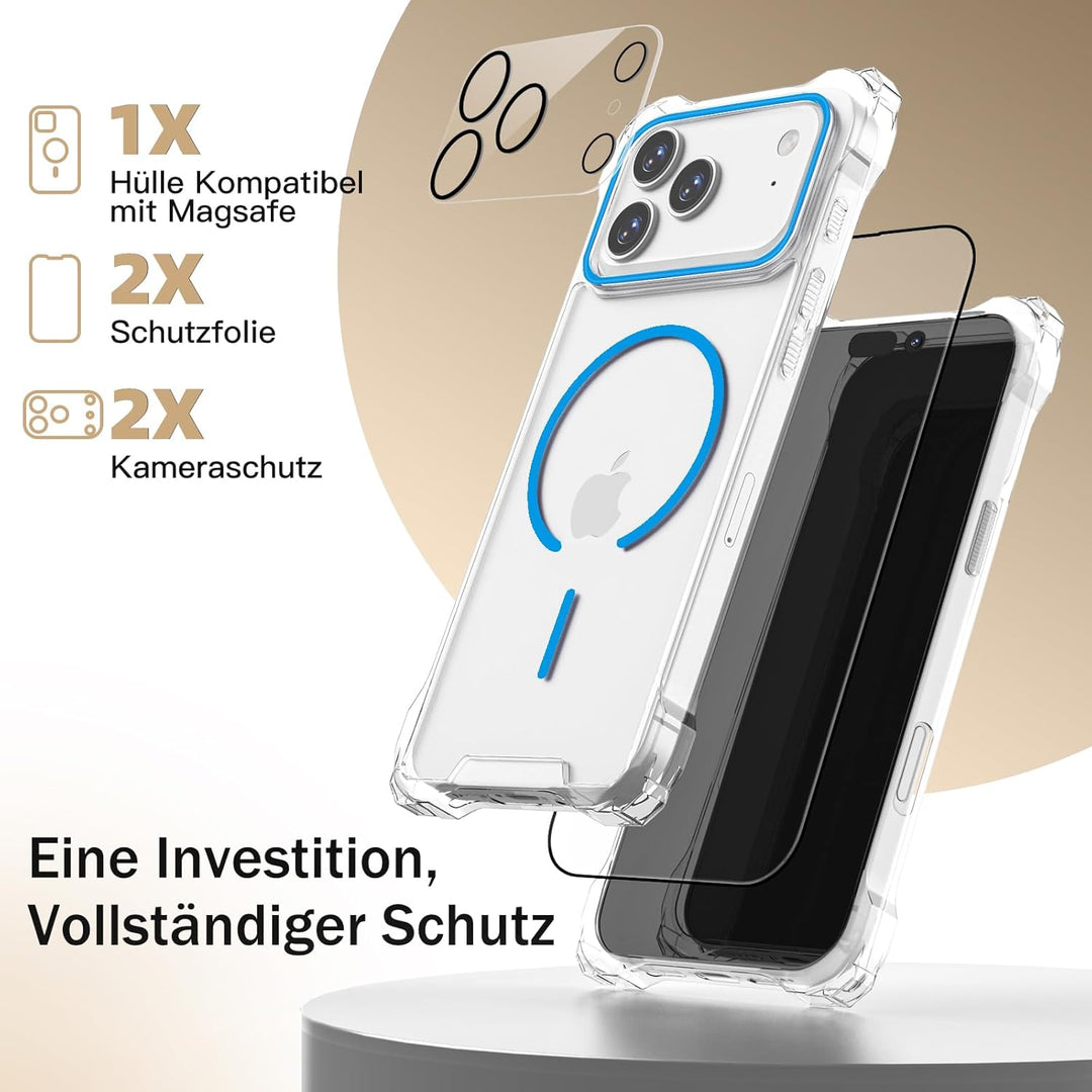 Handyband Abnehmbar für iPhone 17 Pro Max Hülle mit Band, Blau Langes Band zum Umhängen & Kurzkordel
