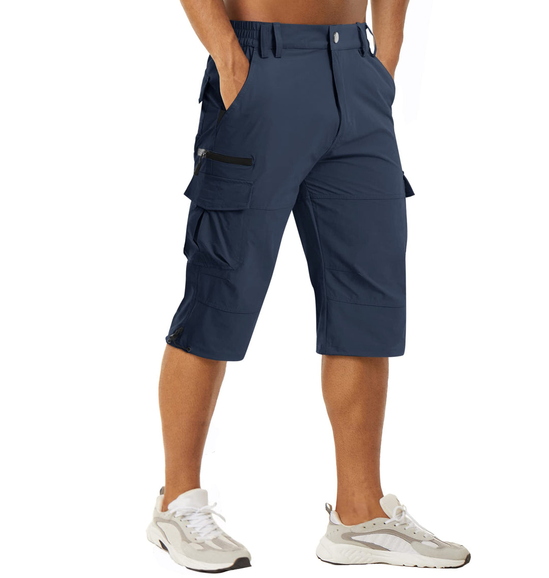 MAGCOMSEN Herren 3/4 Hose Schnelltrocknend Outdoor Shorts mit 7 Taschen Leicht Sommer Caprihose Atmu