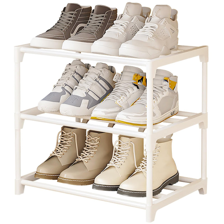 Schuhschrank Schmal, Schuhregal mit 3 Ebenen, Schuhablage Metall, Stapelbars Schuhregal Weiss, Schuh