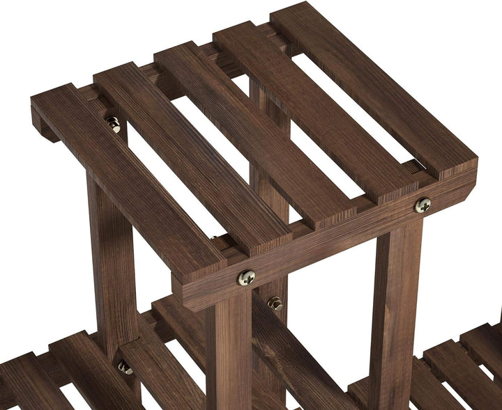 Yaheetech Pflanzenregal Holz, Blumenregal Outdoor, Blumentreppe 6 Ebenen, Pflanzentreppe mehrstöckig